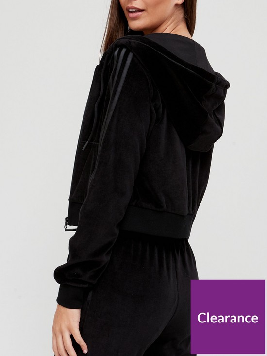 stillFront image of adidas-originals-relaxed-risque-velour-full-zip-hoodie-black