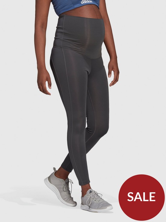 front image of adidas-maternity-78-leggings-grey