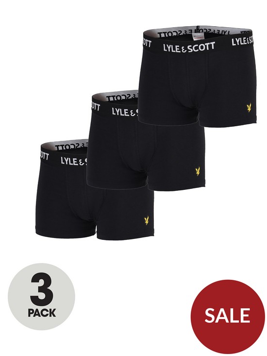 front image of lyle-scott-boys-3-pack-boxer-set-black