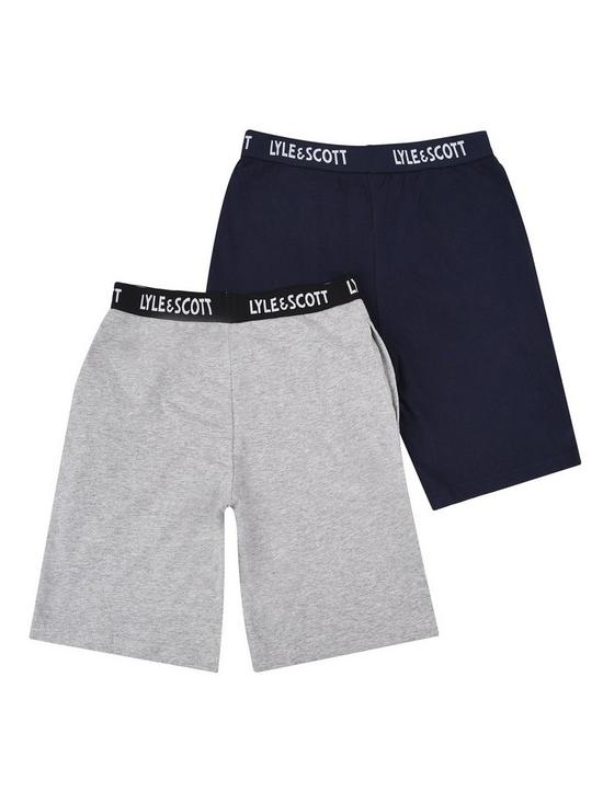 back image of lyle-scott-boys-2-pack-lounge-shorts-navy