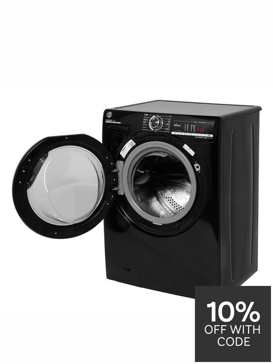 stillFront image of hoover-h-wash-300-h3ws495tacbe1-80nbsp9kg-load-1400-spin-washing-machine-black