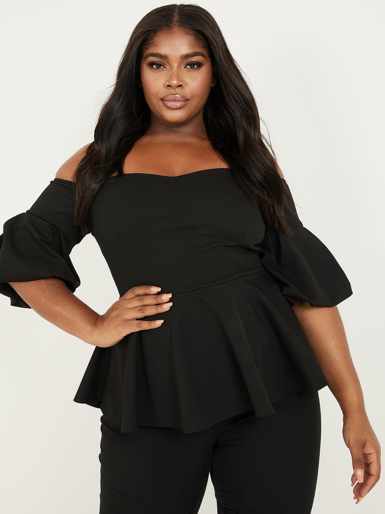 plus size black bardot top