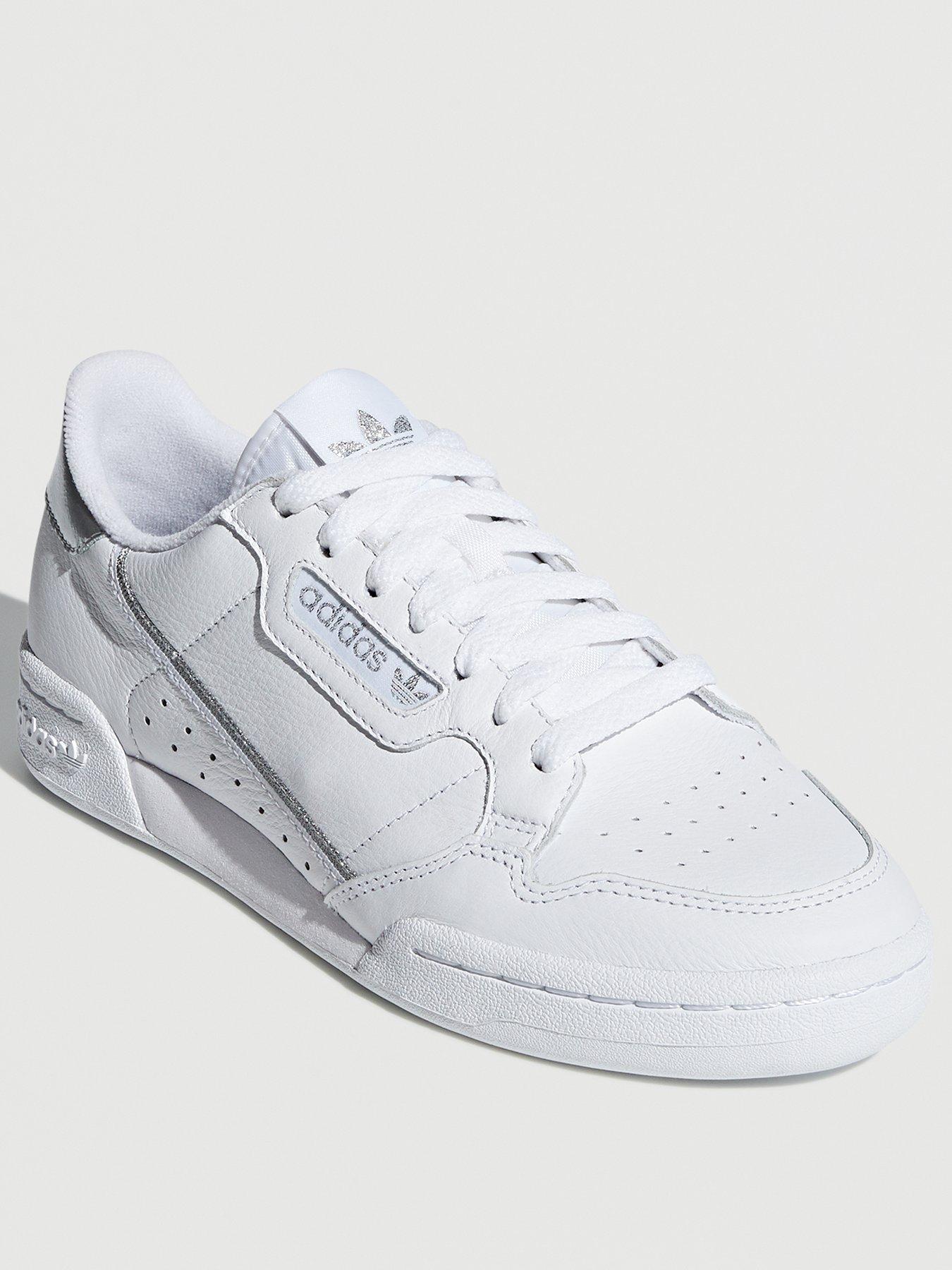adidas continental 80 white and silver
