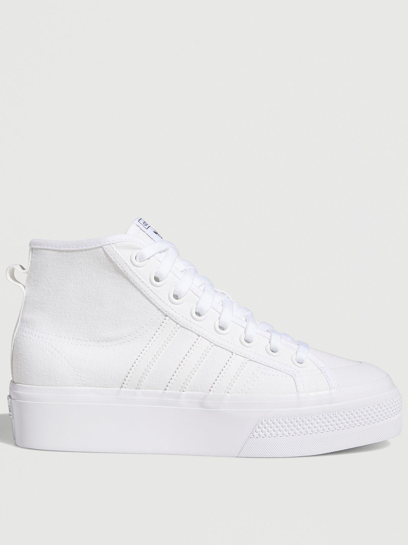 image of adidas-originals-womens-nizza-platform-mid-trainers-white