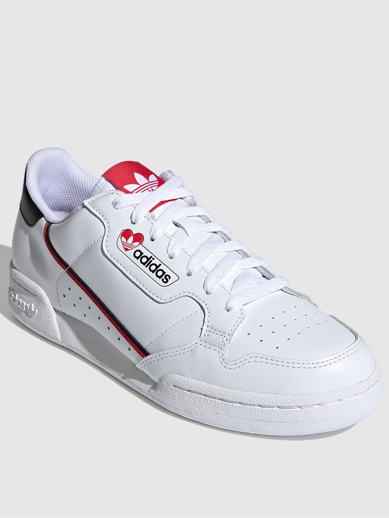 adidas white & red continental 80 trainers