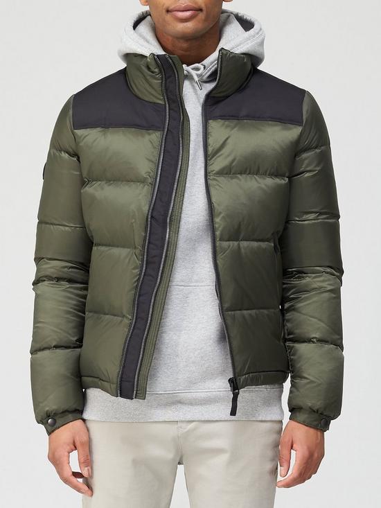 front image of superdry-sportstyle-down-padded-contrast-jacket-olivenbsp