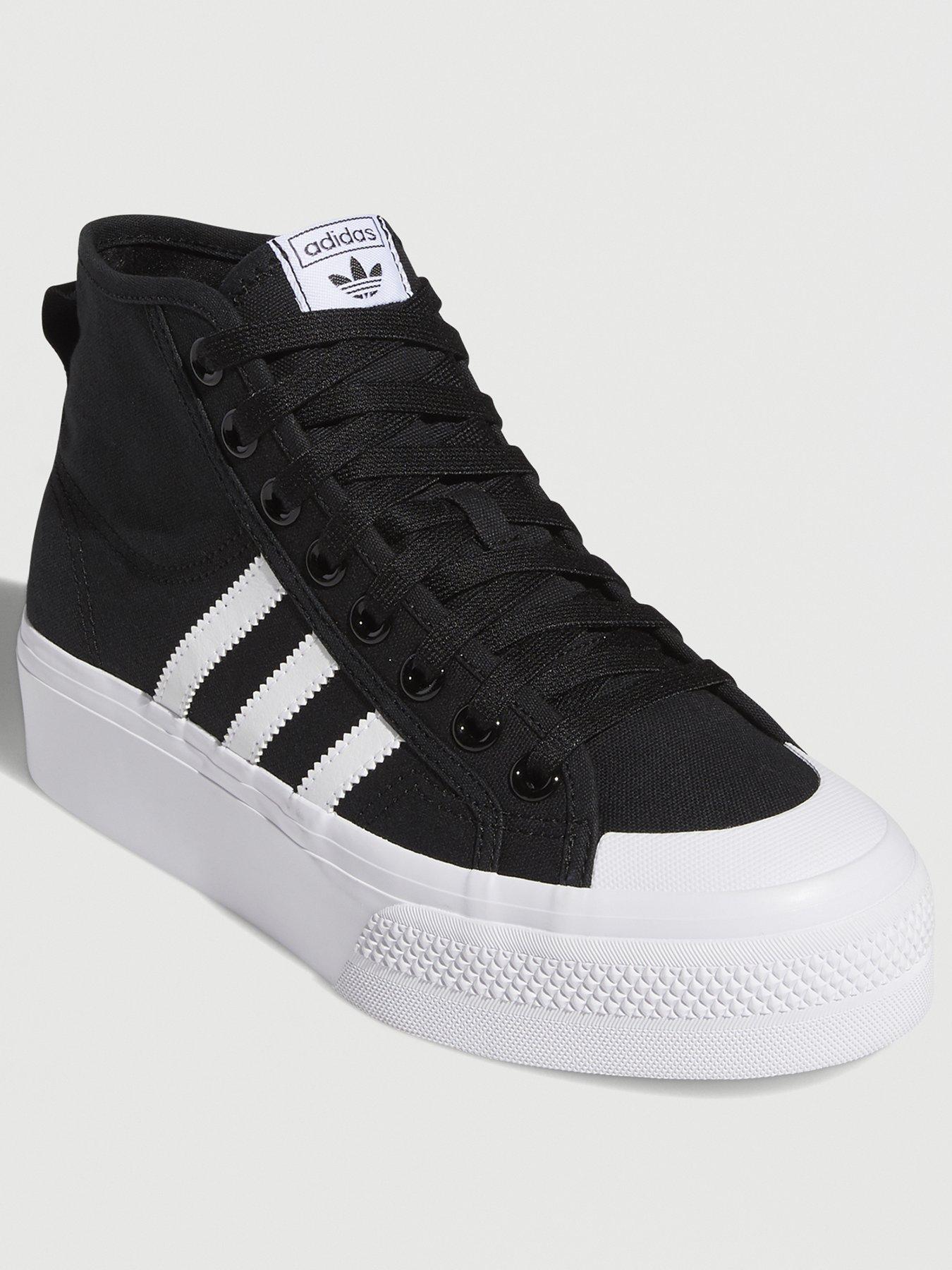 Image 1 of 6 of adidas Originals Womens Nizza Platform Mid Trainers - Black/White