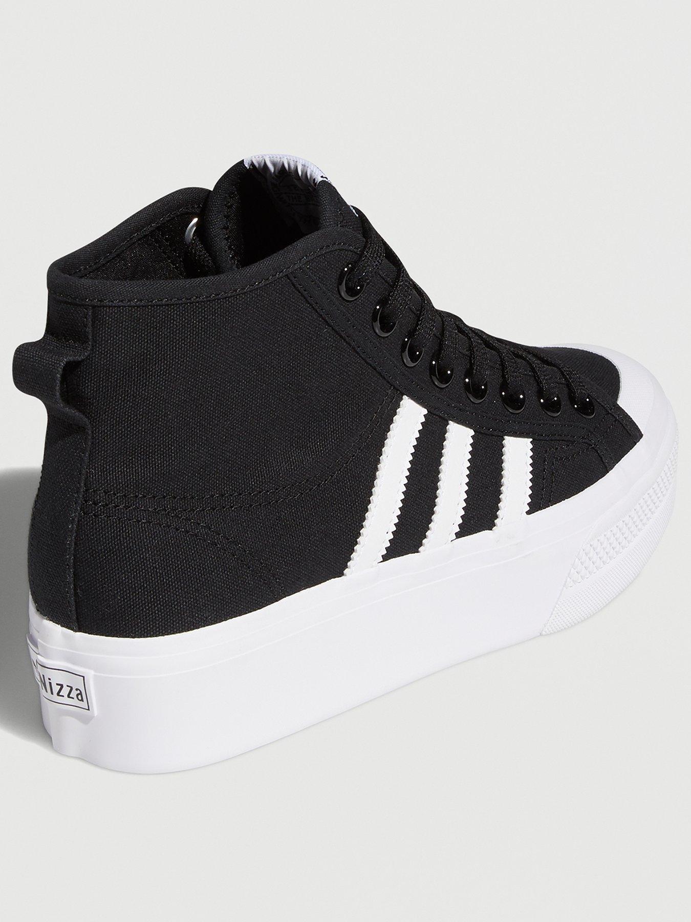 Image 2 of 6 of adidas Originals Womens Nizza Platform Mid Trainers - Black/White