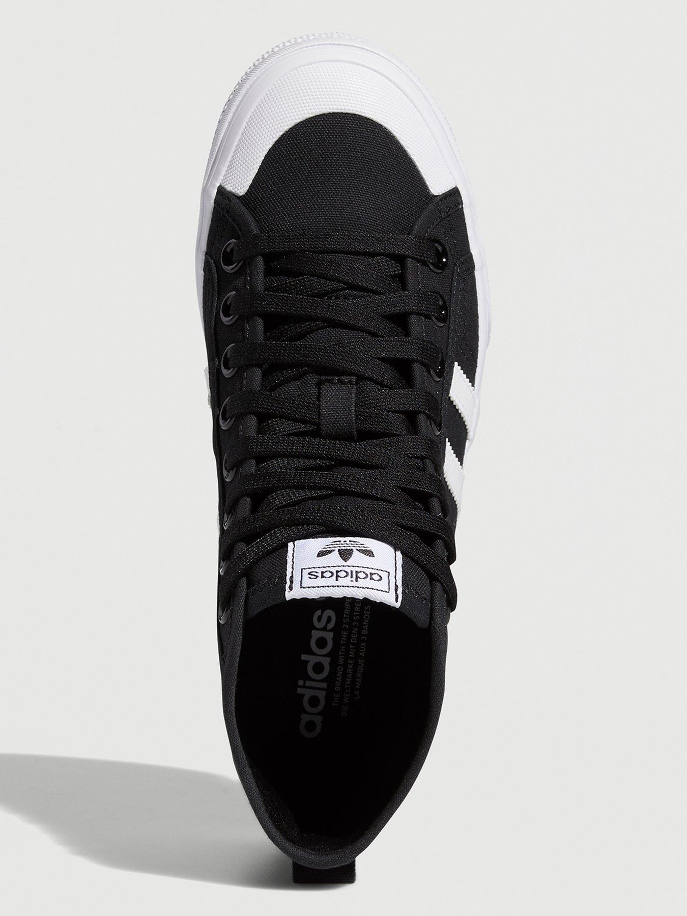 Image 4 of 6 of adidas Originals Womens Nizza Platform Mid Trainers - Black/White