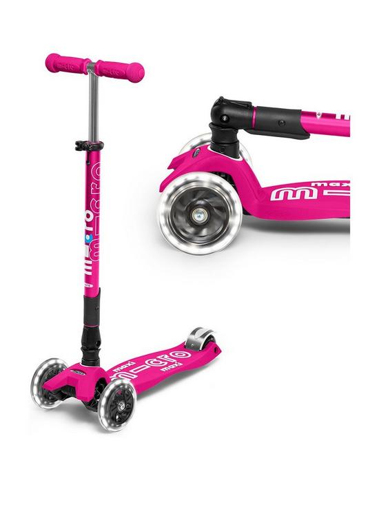 front image of micro-scooter-maxi-micro-deluxe-foldable-led-scooter--nbsppink