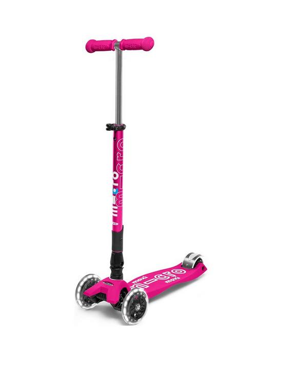front image of micro-scooter-maxi-micro-deluxe-foldable-led-scooter--nbsppink