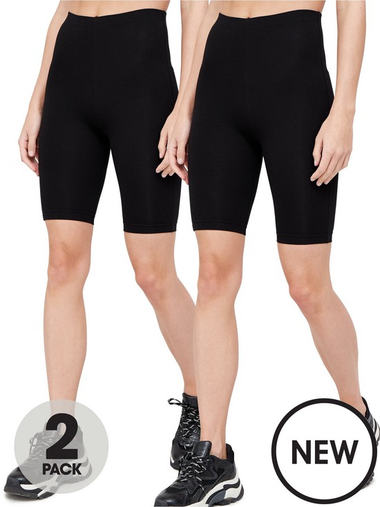 front image of everyday-2-pack-cotton-cycling-short-black
