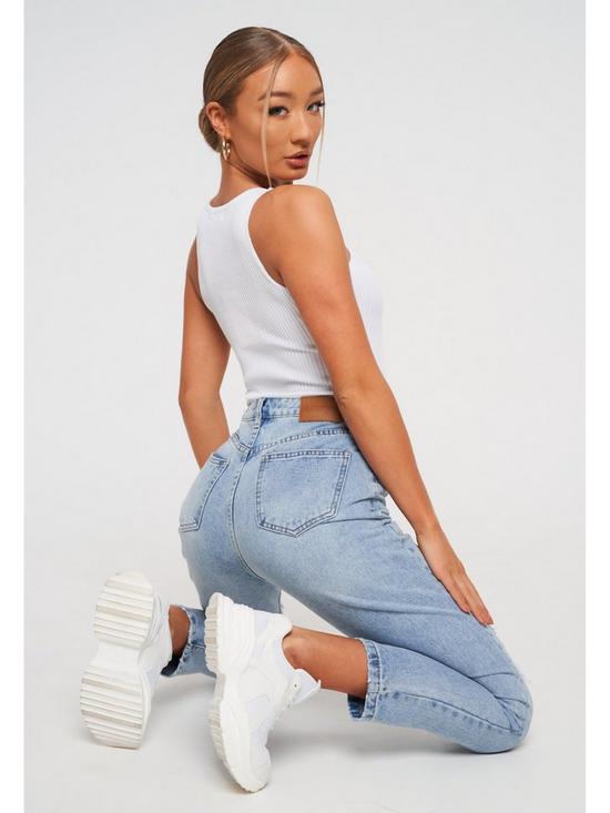 stillFront image of missguided-riot-busted-knee-mom-jean-light-blue