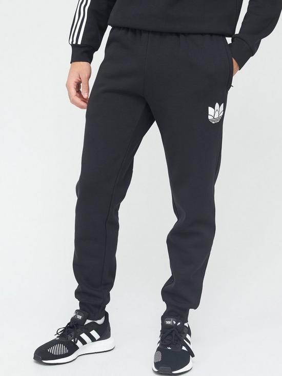 front image of adidas-originals-3d-trefoil-sweat-pants-black