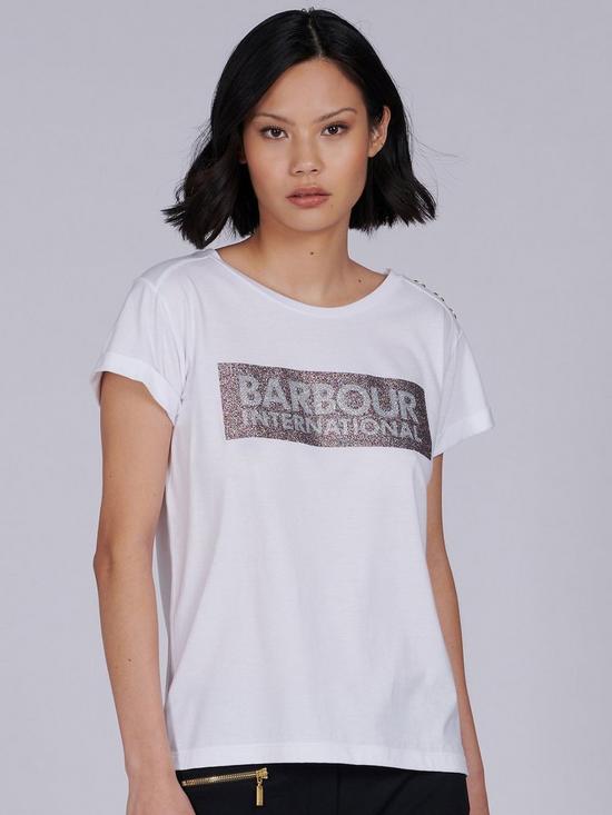 front image of barbour-international-burnout-t-shirt-black-gold