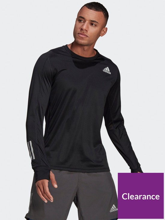 front image of adidas-own-the-runnbsplong-sleeve-t-shirt-black