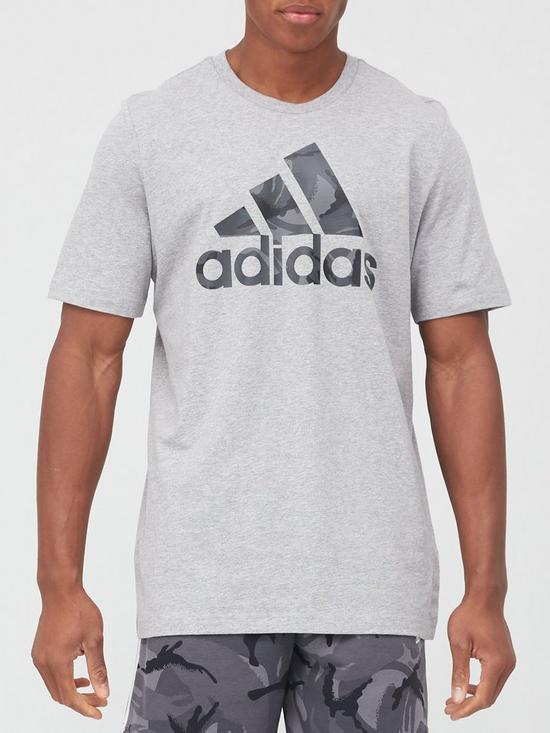 front image of adidas-camo-t-shirt-medium-grey-heather