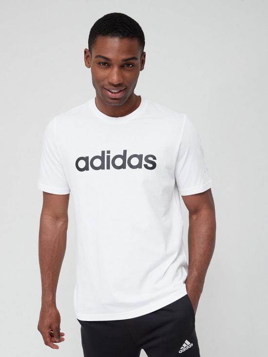 front image of adidas-linear-logo-t-shirt-white