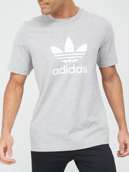 front image of adidas-originals-trefoil-t-shirt-medium-grey-heather