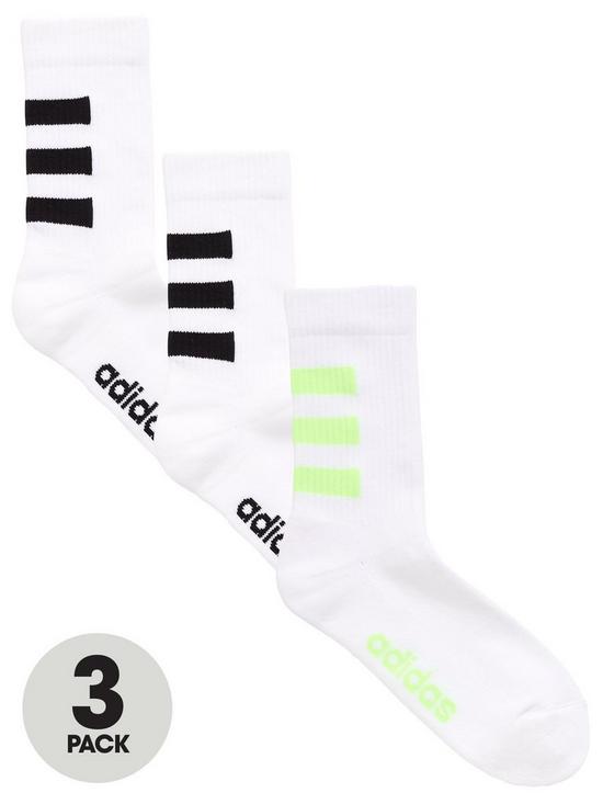 front image of adidas-3-pack-ofnbsp3-stripe-crew-socks-white