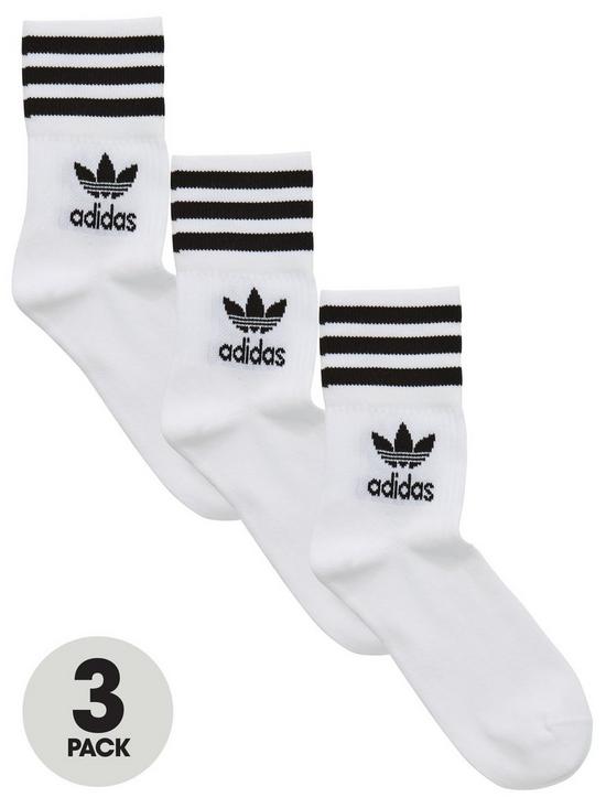 front image of adidas-originals-mid-cut-crew-socks-3-pairs-white