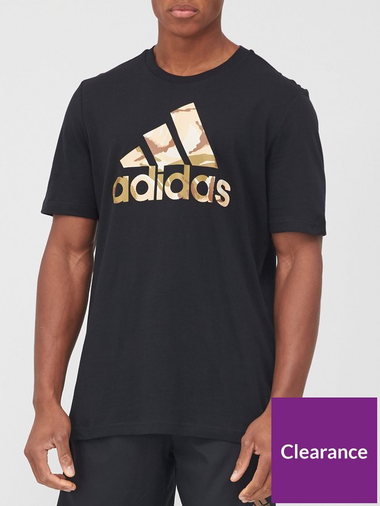 front image of adidas-camo-t-shirt-black