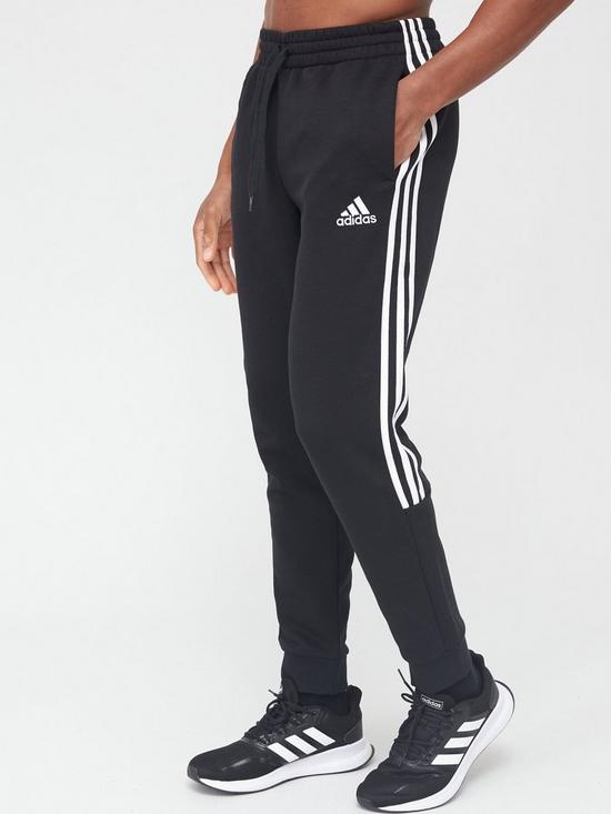 front image of adidas-cut-3-stripe-pant-black