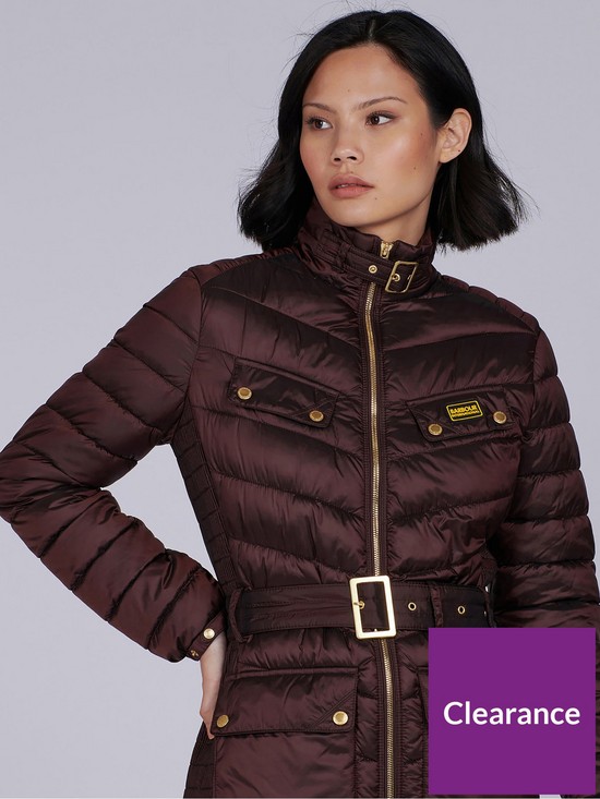 front image of barbour-international-gleann-quilted-jacket-brown