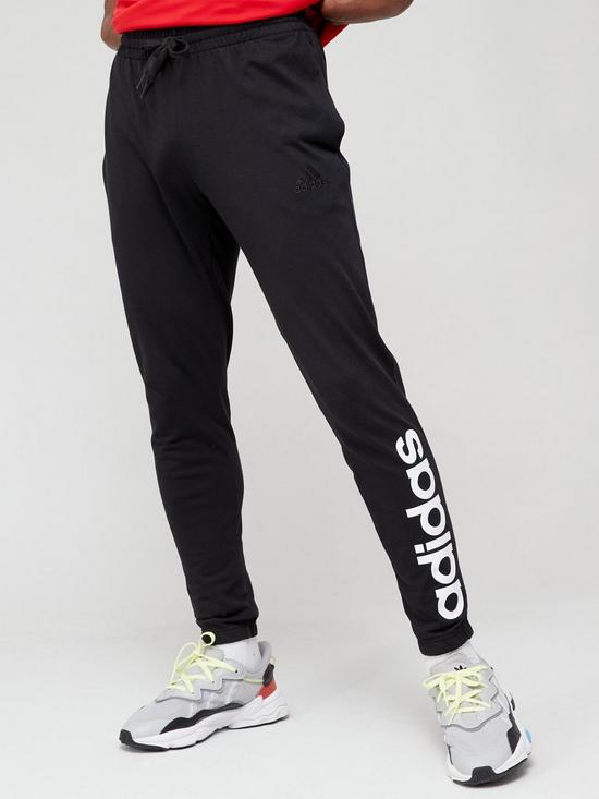 front image of adidas-linear-logo-track-pant-black