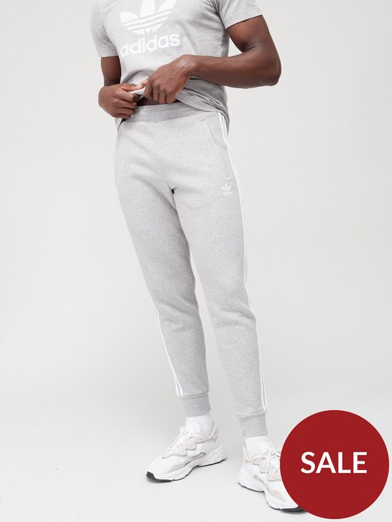 front image of adidas-originals-3-stripe-pants-medium-grey-heather