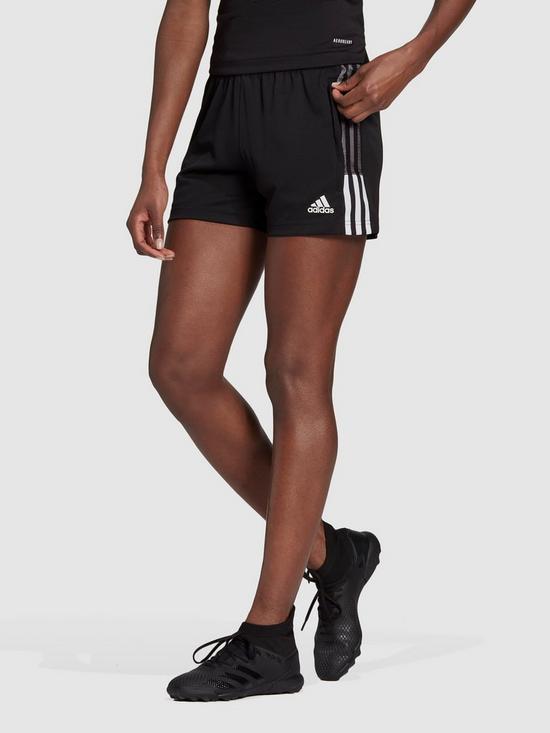 front image of adidas-womens-tiro-21-shorts-black