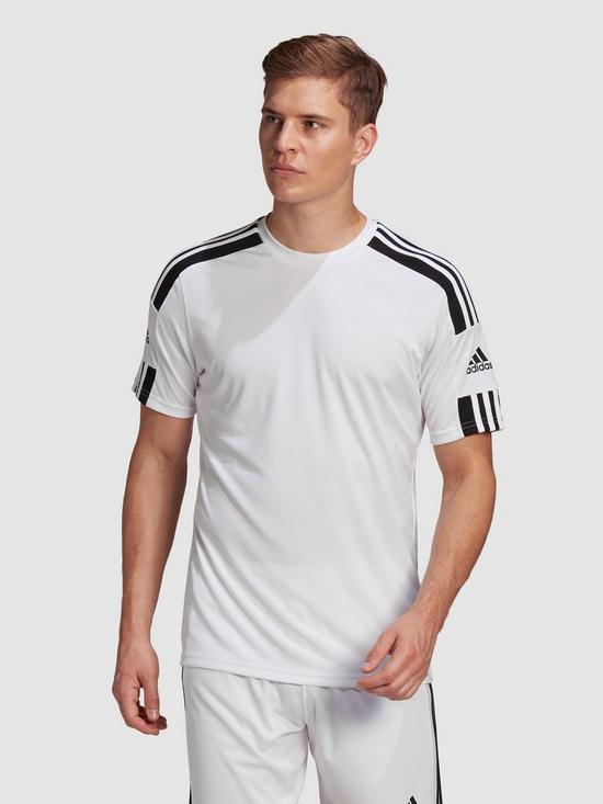 front image of adidas-mens-squad-21-short-sleeved-jersey-white