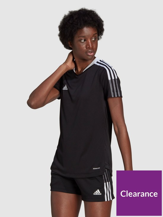 front image of adidas-womens-tiro-21-t-shirtnbsp--black