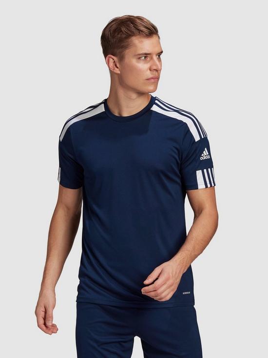 front image of adidas-mens-squad-21-short-sleeved-jersey-navy