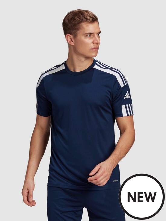front image of adidas-mens-squad-21-short-sleeved-jersey-navy