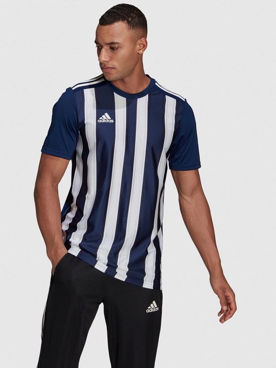 front image of adidas-striped-21-jersey-navywhite