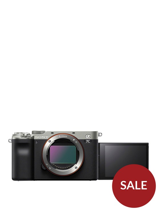 front image of sony-alpha-7-cnbspfull-frame-mirrorless-interchangeable-lens-camera-compact-and-lightweight-real-time-autofocus-242-megapixels-silver