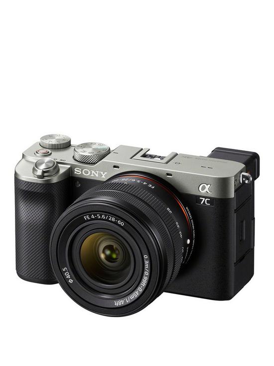 stillFront image of sony-alpha-7-c-full-frame-mirrorless-interchangeable-lens-camera-with-sony-fe-28-60mm-f4-56-zoom-lens-silver