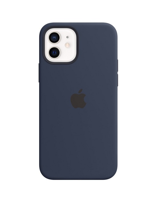 front image of apple-iphone-12-amp-12-pro-silicone-case-with-magsafe-deep-navy