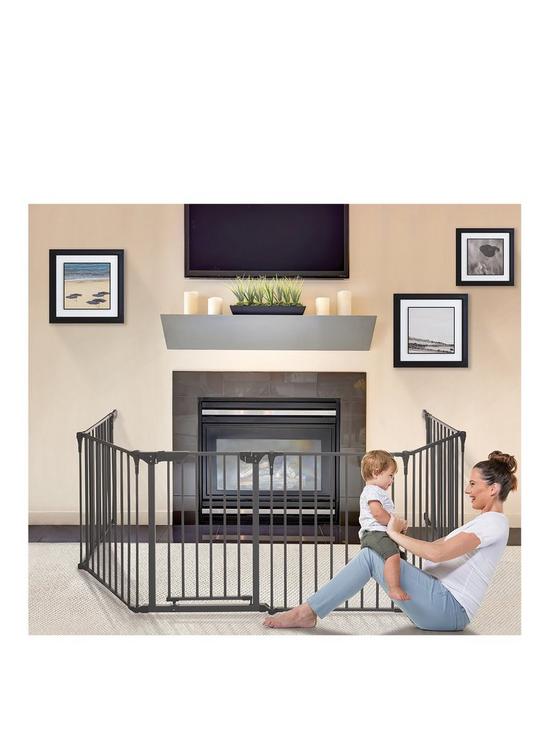 front image of dreambaby-royale-converta-3-in-1-metal-playpenbarrier-charcoal