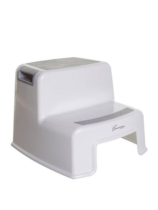 front image of dreambaby-2-height-2-up-step-stool-greywhite