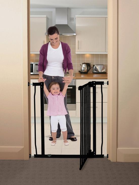 stillFront image of dreambaby-liberty-xtra-tall-gate-fits-75-81cm-height-93cm-blackmetal