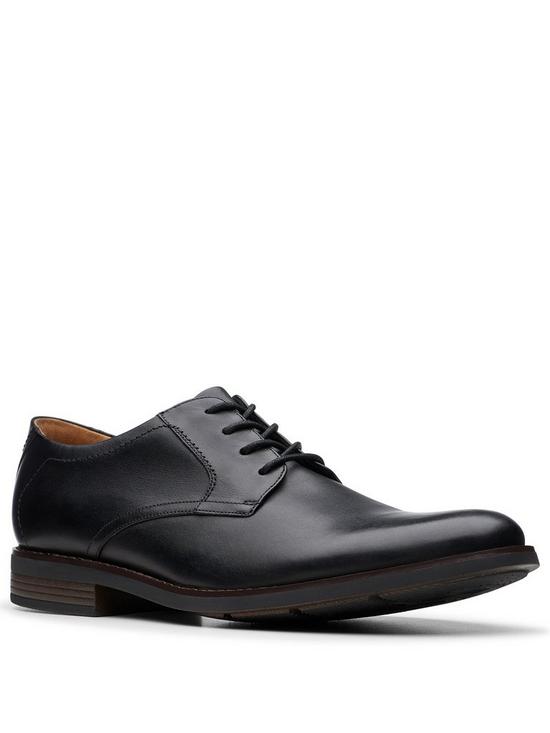 front image of clarks-becken-lace-leather-shoes-black