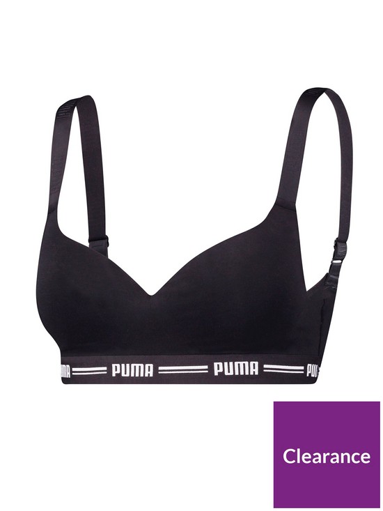 front image of puma-padded-top-black