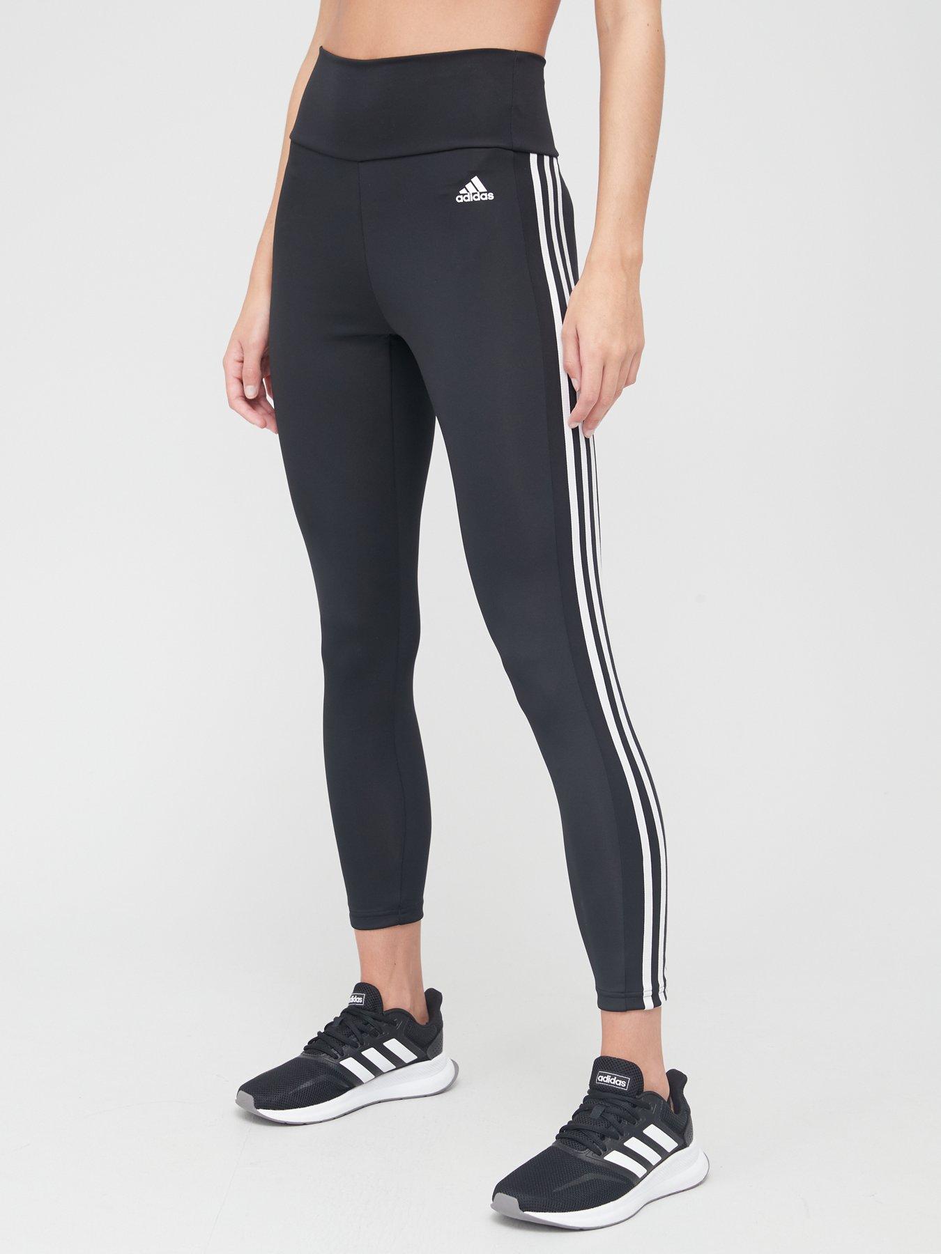 adidas Women's Performance Train Essentials 3-stripes High-waisted 7/8  Leggings - BLACK