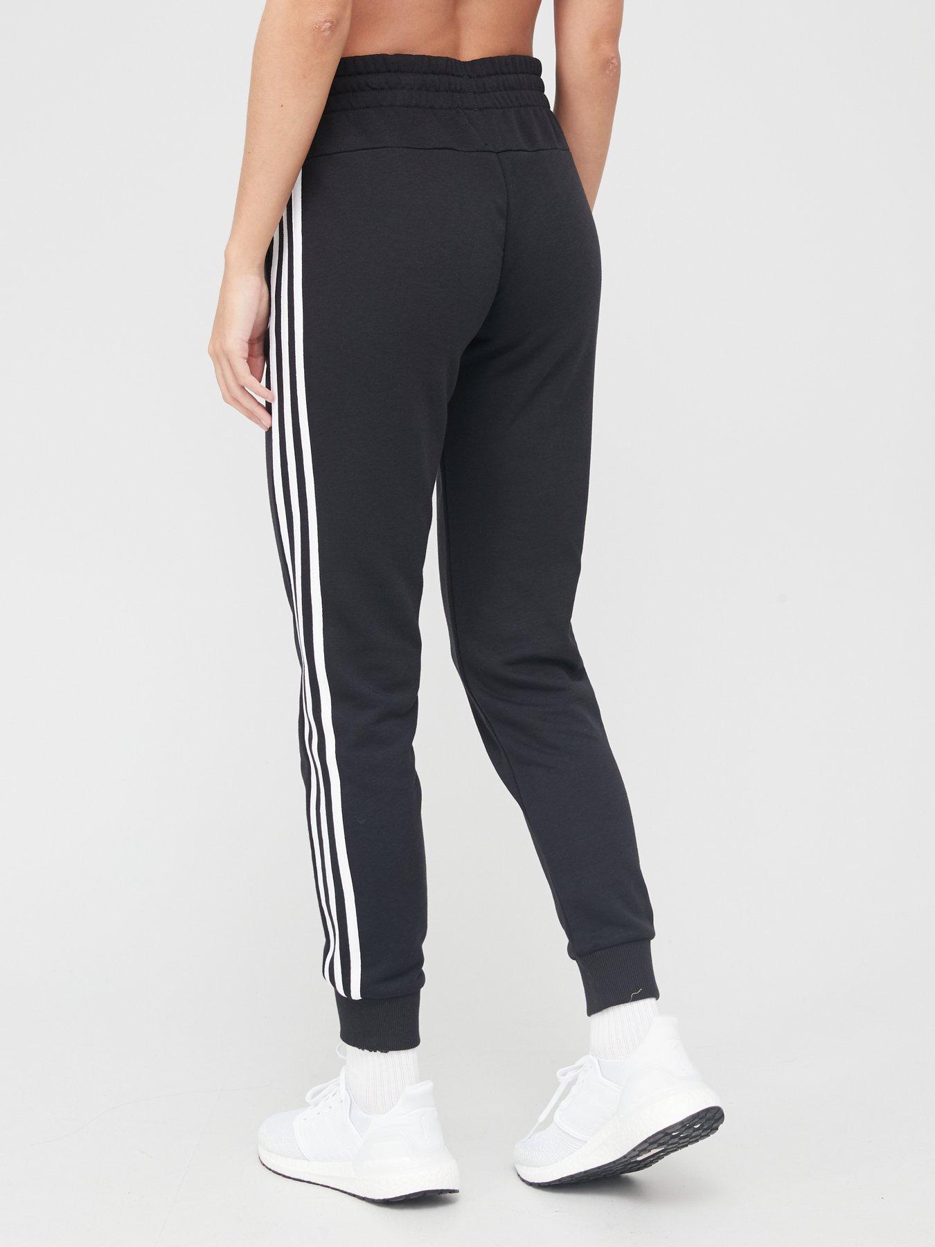 Image 2 of 4 of adidas Sportswear Essentials 3-stripes French Terry Cuffed Joggers - Black/White