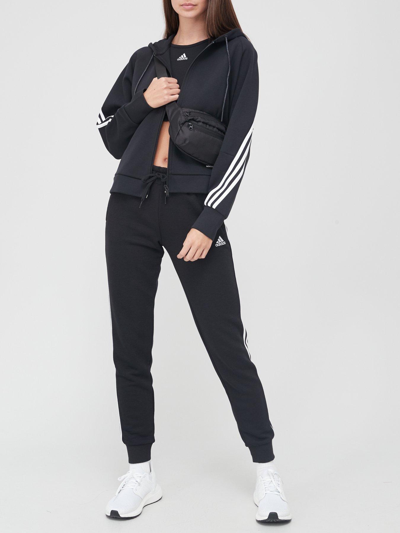 Image 3 of 4 of adidas Sportswear Essentials 3-stripes French Terry Cuffed Joggers - Black/White