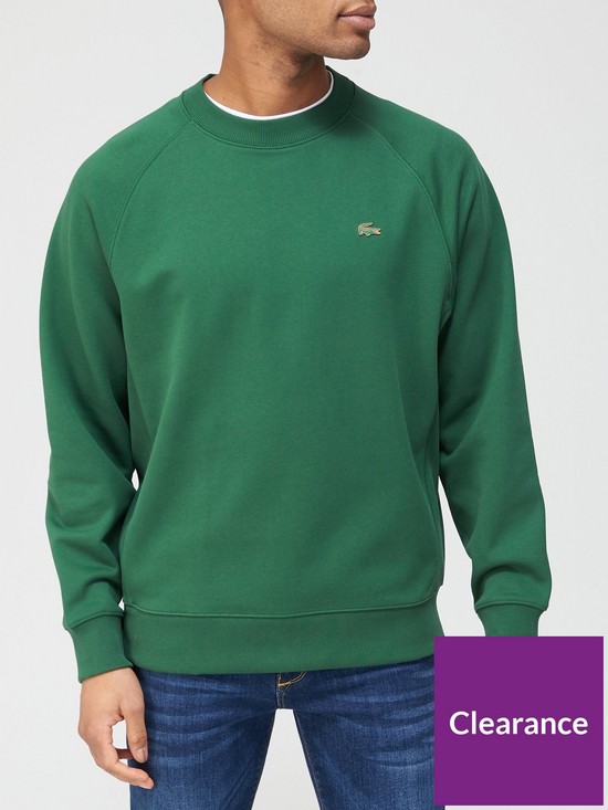 front image of lacoste-classic-sweatshirt-with-metal-croc-green