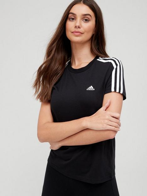 adidas-sportswear-essentials-slim-3-stripes-t-shirt-blackwhite