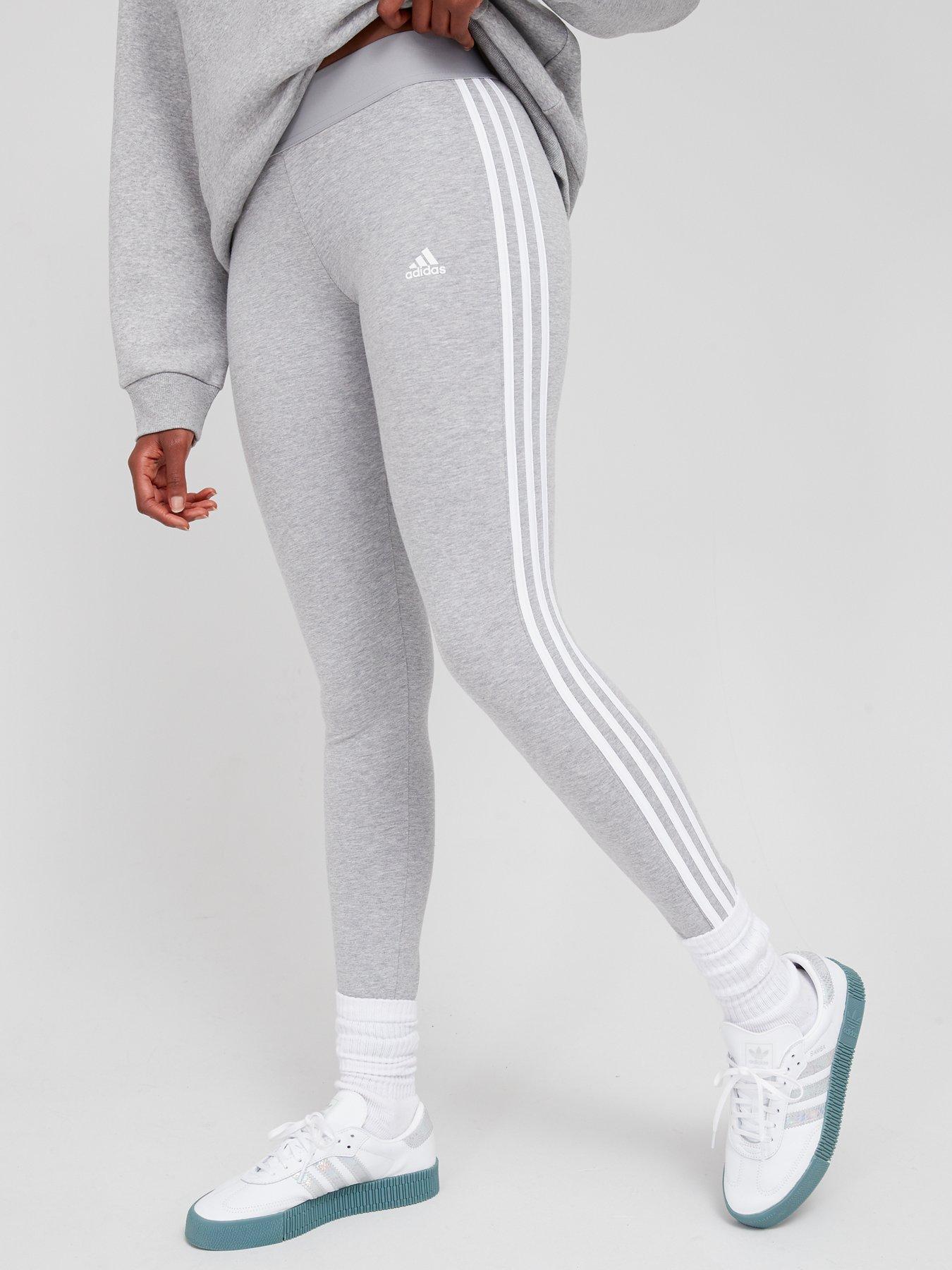 adidas Essentials 3 Stripes Legging - Medium Grey Heather | littlewoods.com